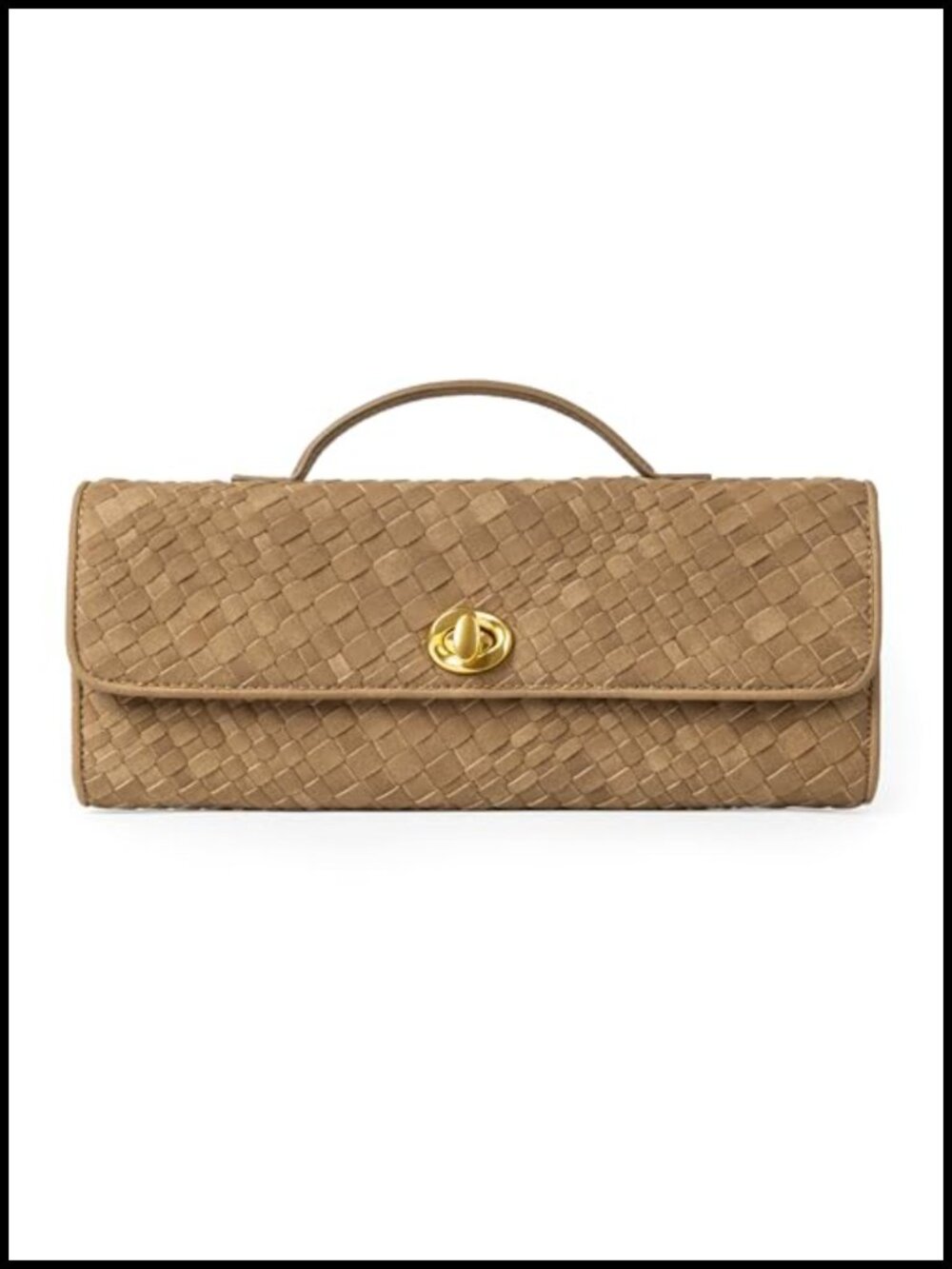 Woven Suede Evening Clutch Crossbody Handbag